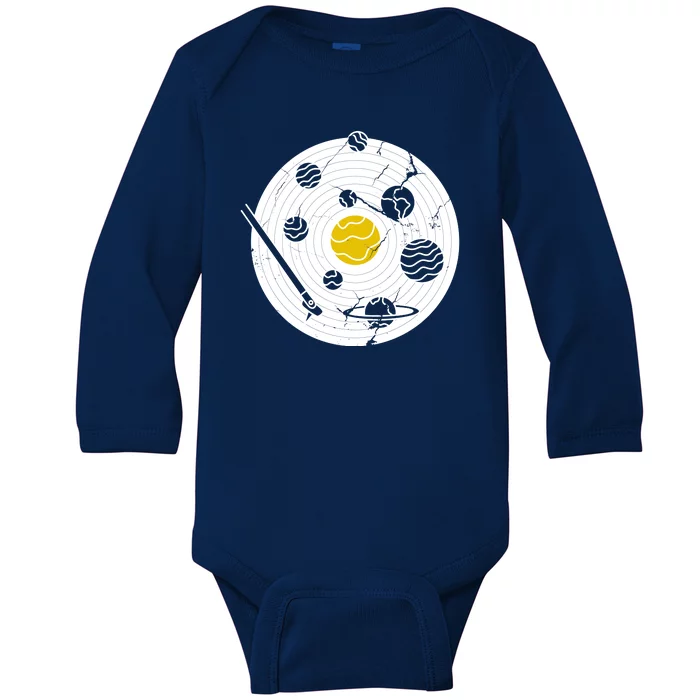 Solar System Vinyl Record Baby Long Sleeve Bodysuit