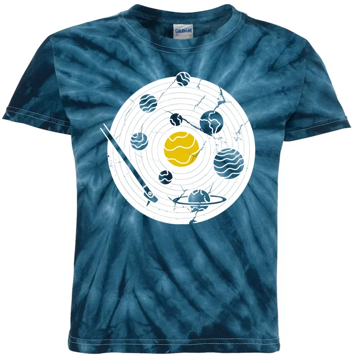 Solar System Vinyl Record Kids Tie-Dye T-Shirt