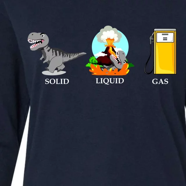 Solid Liquid Gas Dinosaur Womens Cotton Relaxed Long Sleeve T-Shirt