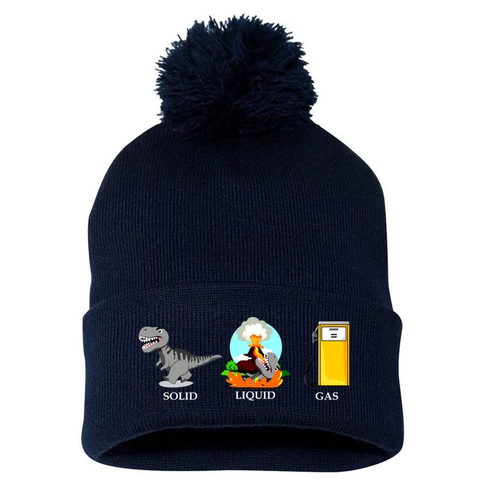 Solid Liquid Gas Dinosaur Pom Pom 12in Knit Beanie