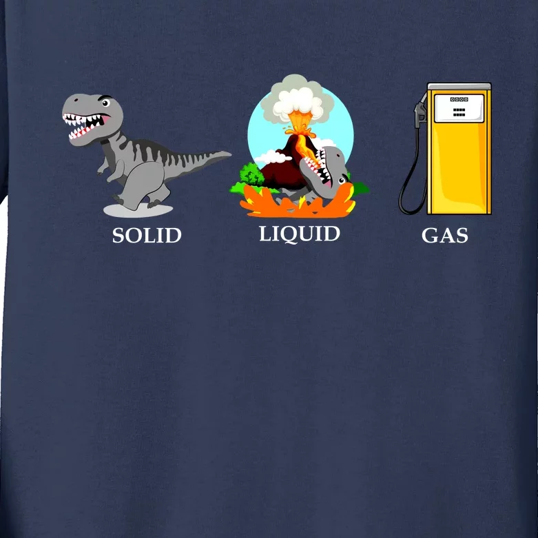 Solid Liquid Gas Dinosaur Kids Long Sleeve Shirt