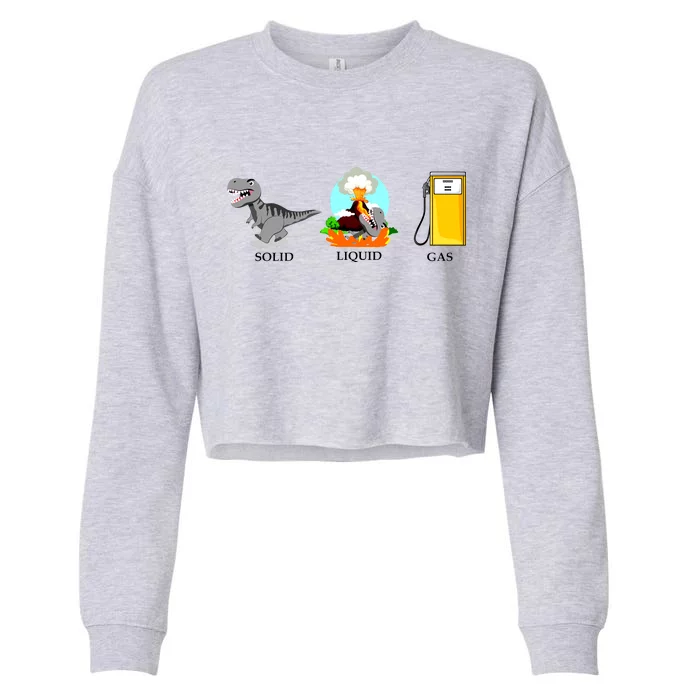 Solid Liquid Gas Dinosaur Cropped Pullover Crew