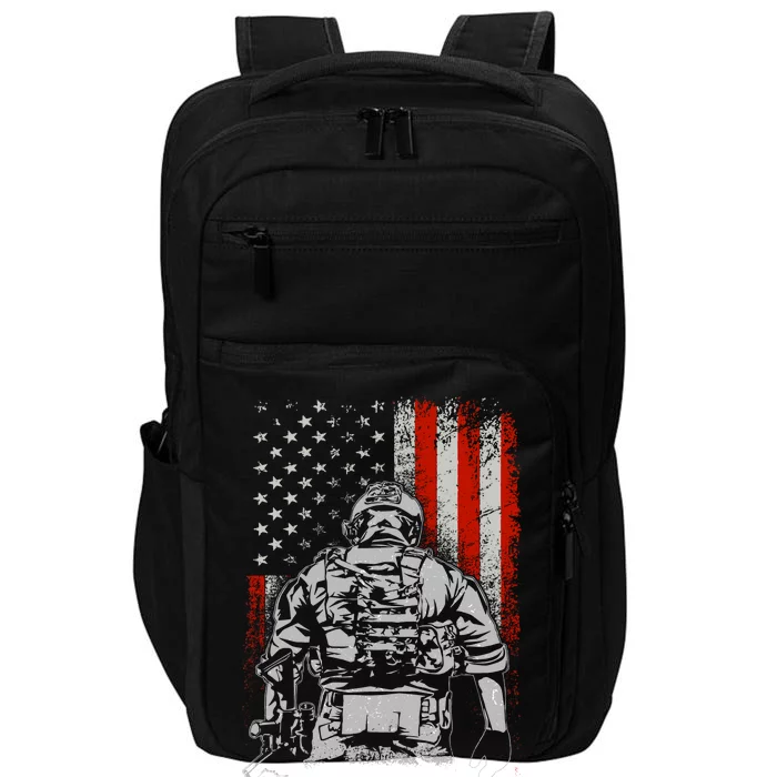 Solider US Flag Support The Troops Impact Tech Backpack