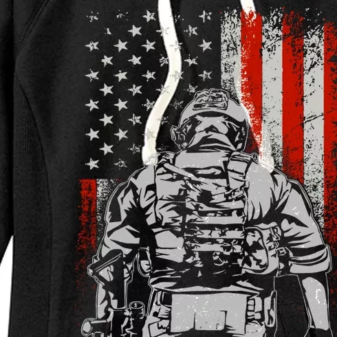 Solider US Flag Support The Troops Women's Fleece Hoodie