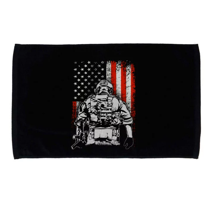 Solider US Flag Support The Troops Microfiber Hand Towel