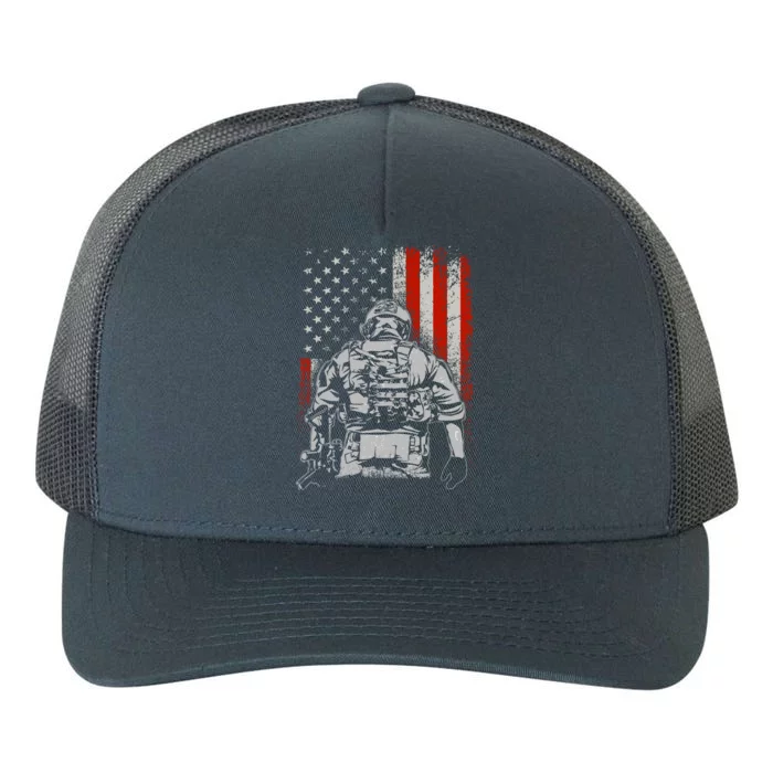 Solider US Flag Support The Troops Yupoong Adult 5-Panel Trucker Hat