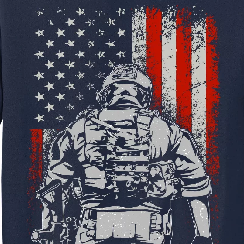 Solider US Flag Support The Troops Tall Sweatshirt