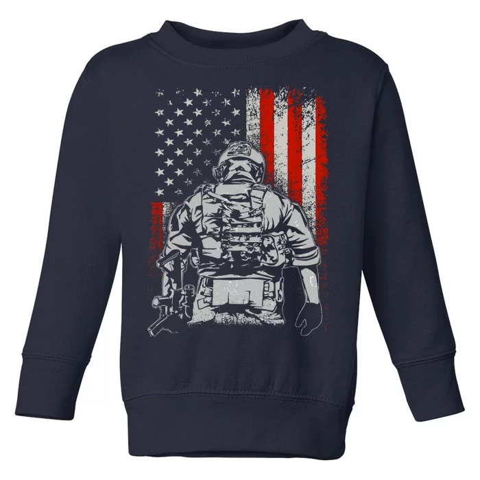 Solider US Flag Support The Troops Toddler Sweatshirt