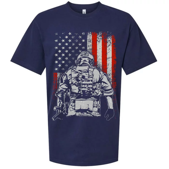 Solider US Flag Support The Troops Sueded Cloud Jersey T-Shirt