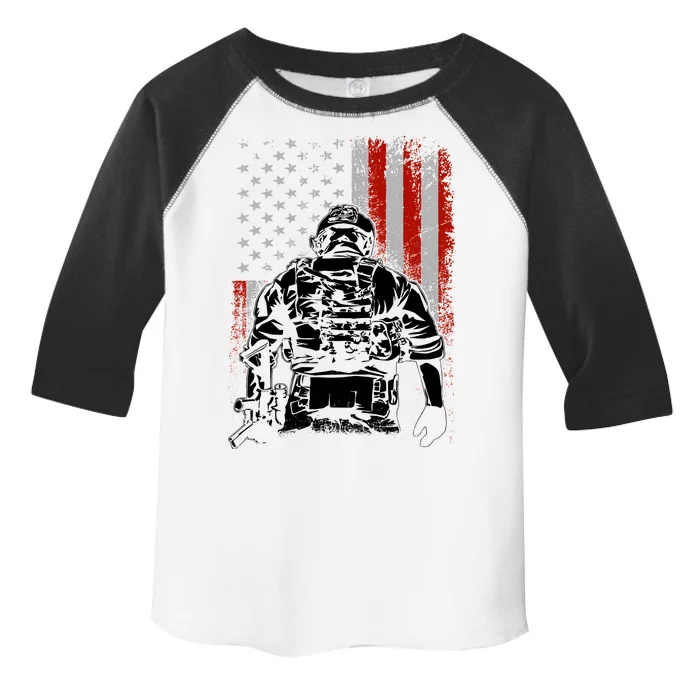 Solider US Flag Support The Troops Toddler Fine Jersey T-Shirt