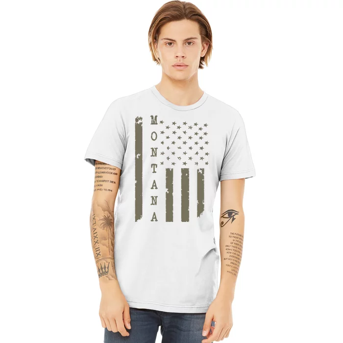 State Of Montana Vintage American Flag Premium T-Shirt