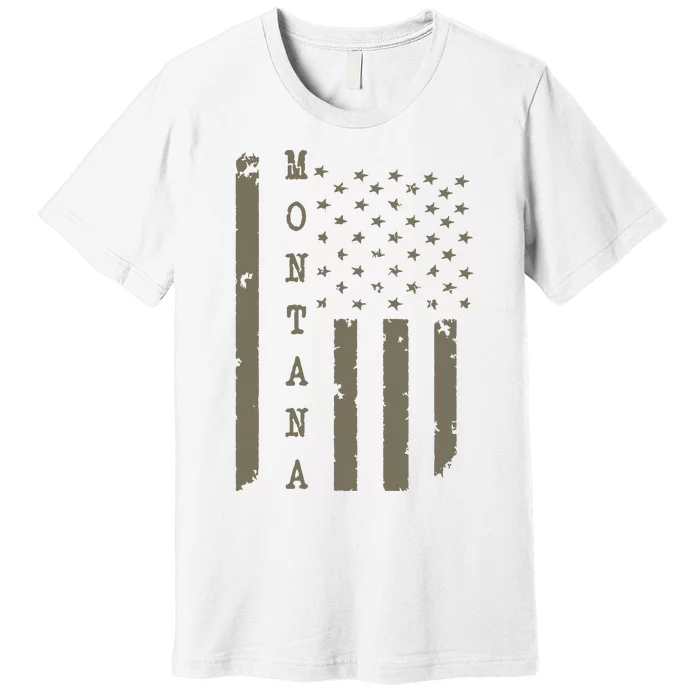 State Of Montana Vintage American Flag Premium T-Shirt