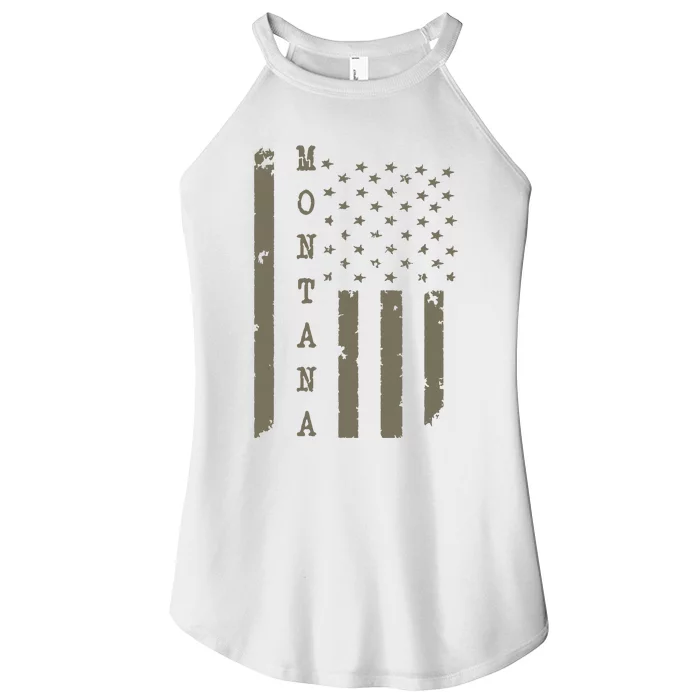 State Of Montana Vintage American Flag Women’s Perfect Tri Rocker Tank