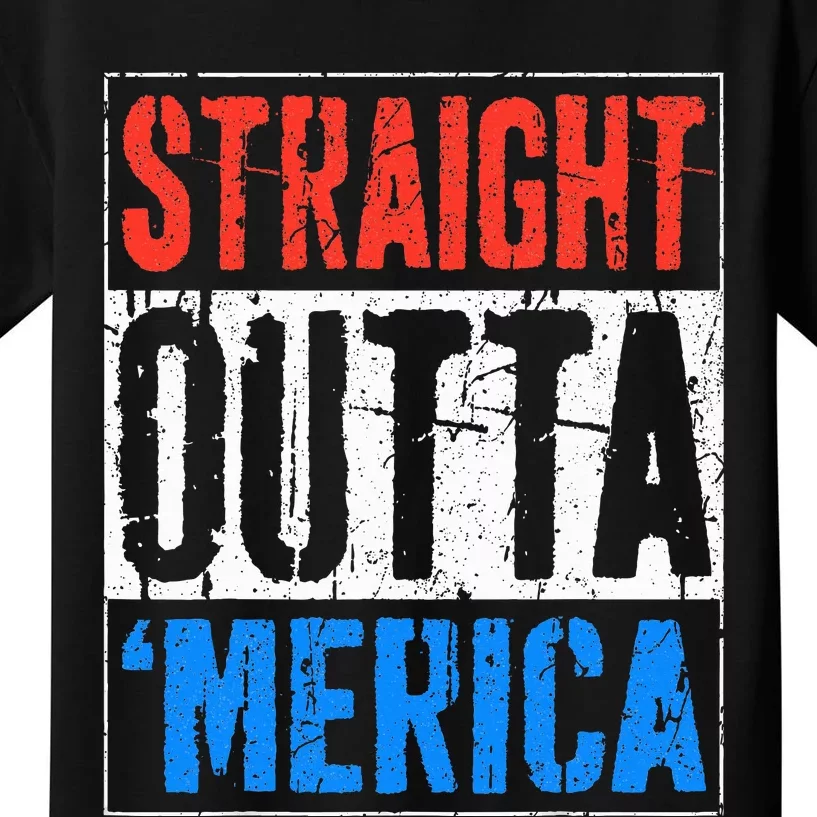 Straight Outta Merica 4th Of July Kids T-Shirt