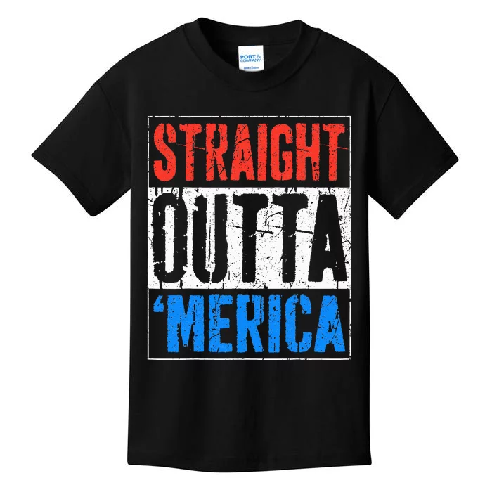 Straight Outta Merica 4th Of July Kids T-Shirt