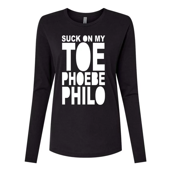 Suck On My Om Toe Phoebe Philo Womens Cotton Relaxed Long Sleeve T-Shirt