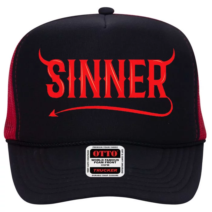 Sinner Outfit Matching Clothes Couple Gifts Funny Halloween High Crown Mesh Trucker Hat