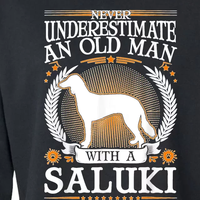 Saluki Old Man Persian Greyhound Saluki Cropped Pullover Crew