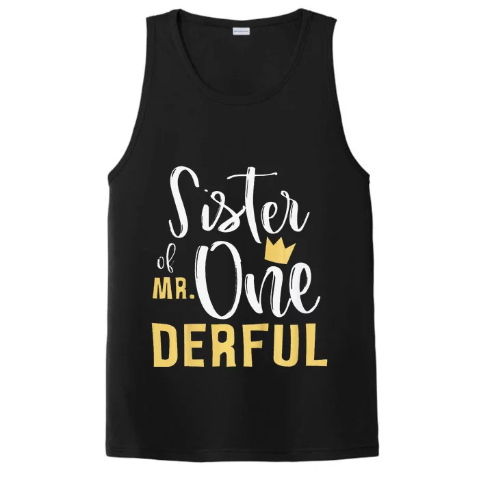 Sister of Mr Onederful 1st Birthday 1 OneDerful Matching Performance Tank