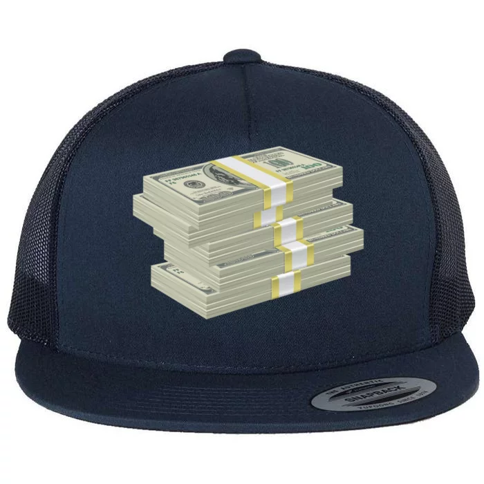 Stack Of Money Dollar Bills Design Great Gift Flat Bill Trucker Hat