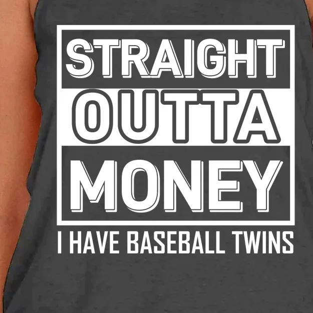 Straight Outta Money I Have Baseball Twins Women's Knotted Racerback Tank