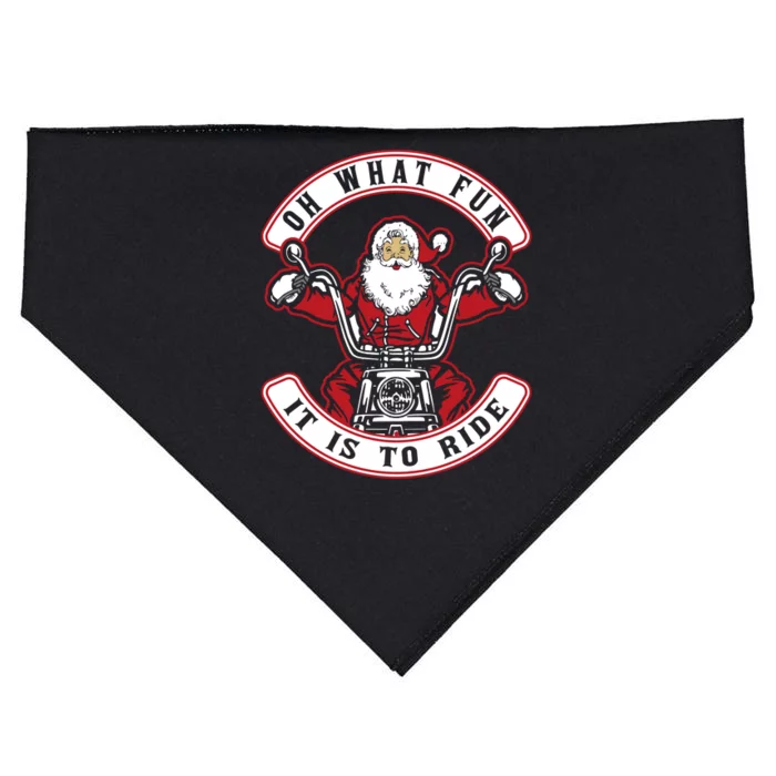 Santa On Motorcycle Funny Christmas Gift USA-Made Doggie Bandana