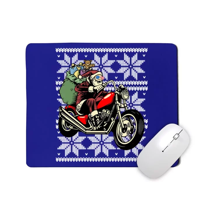 Santa On Motorcycle Funny Ugly Christmas Gift Great Gift Mousepad