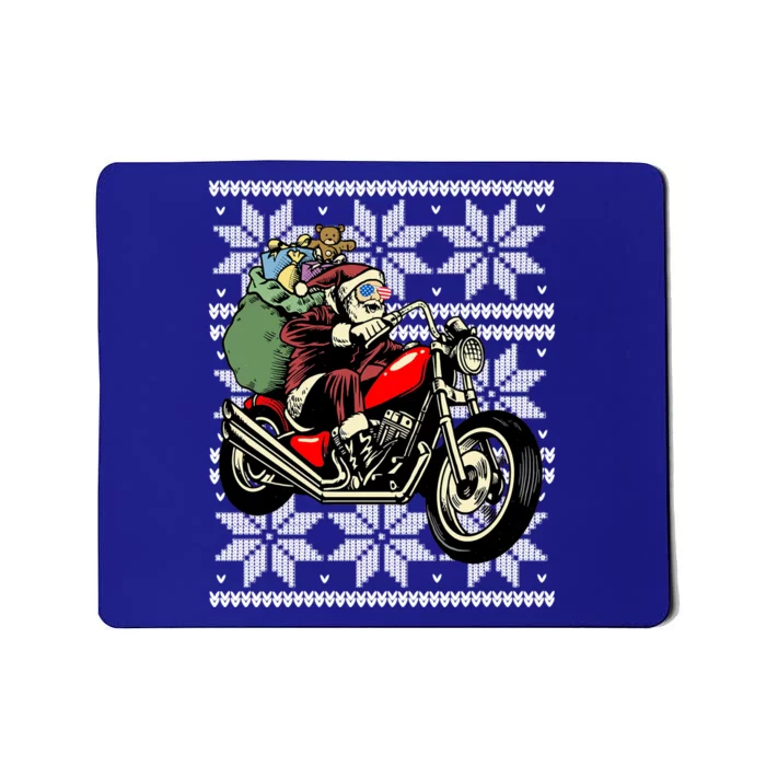 Santa On Motorcycle Funny Ugly Christmas Gift Great Gift Mousepad