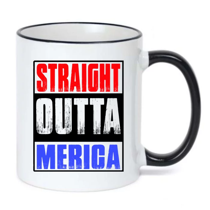 Straight Outta Merica America United States 4th Of July USA Black Color Changing Mug