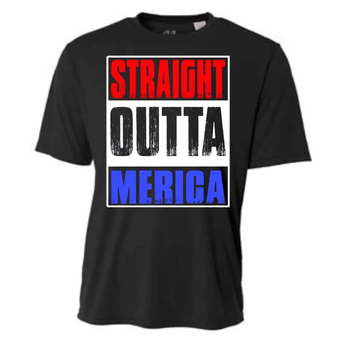 Straight Outta Merica America United States 4th Of July USA Cooling Performance Crew T-Shirt