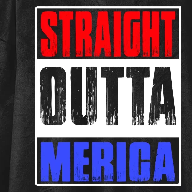 Straight Outta Merica America United States 4th Of July USA Hooded Wearable Blanket