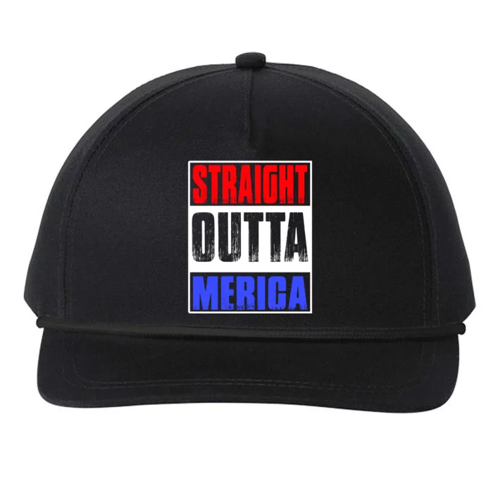 Straight Outta Merica America United States 4th Of July USA Snapback Five-Panel Rope Hat