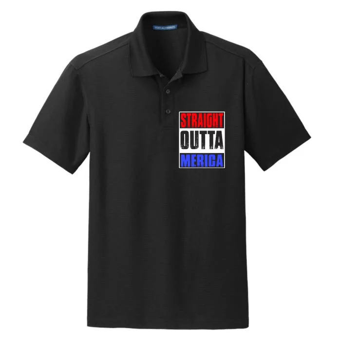 Straight Outta Merica America United States 4th Of July USA Dry Zone Grid Performance Polo