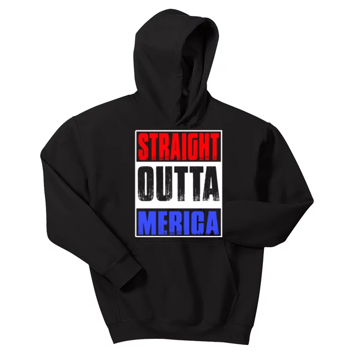 Straight Outta Merica America United States 4th Of July USA Kids Hoodie