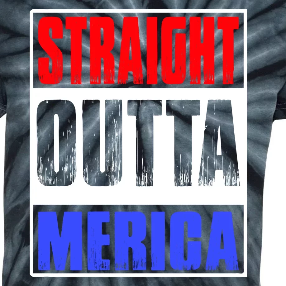 Straight Outta Merica America United States 4th Of July USA Kids Tie-Dye T-Shirt