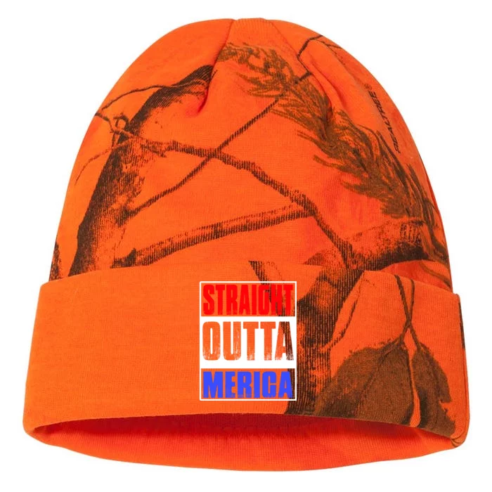 Straight Outta Merica America United States 4th Of July USA Kati - 12in Camo Beanie