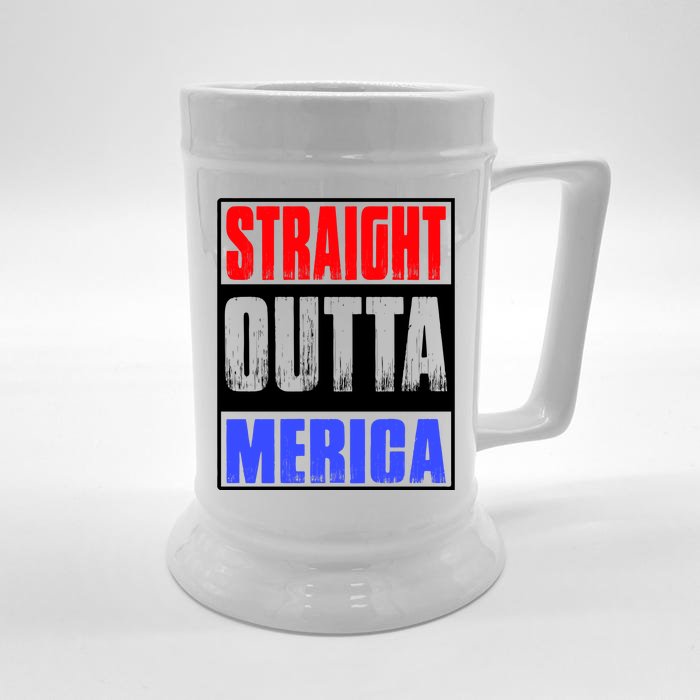 Straight Outta Merica America United States 4th Of July USA Front & Back Beer Stein