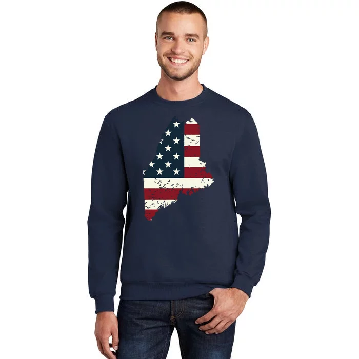 State Of Maine Usa Flag Patriotic For Women Adults Tall Sweatshirt