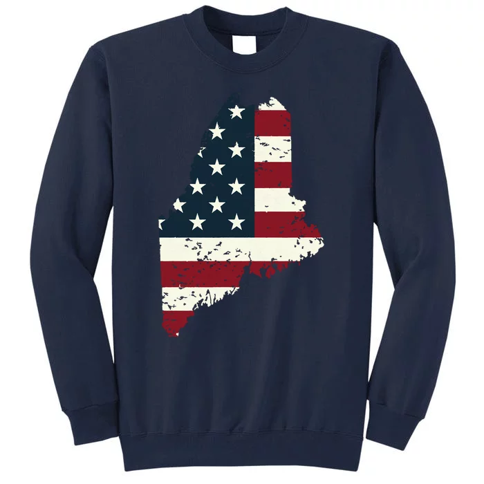 State Of Maine Usa Flag Patriotic For Women Adults Tall Sweatshirt