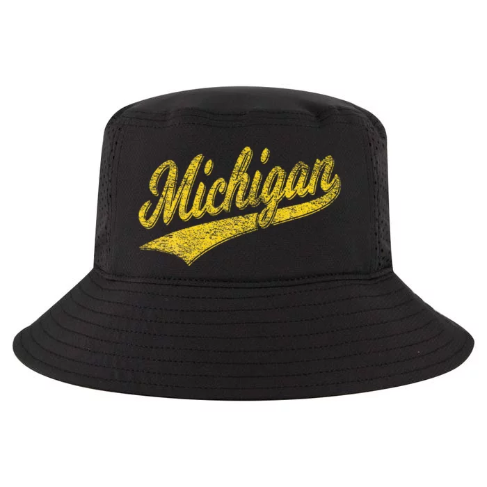 State Of Michigan Varsity Script Classic Sports Jersey Style Cool Comfort Performance Bucket Hat