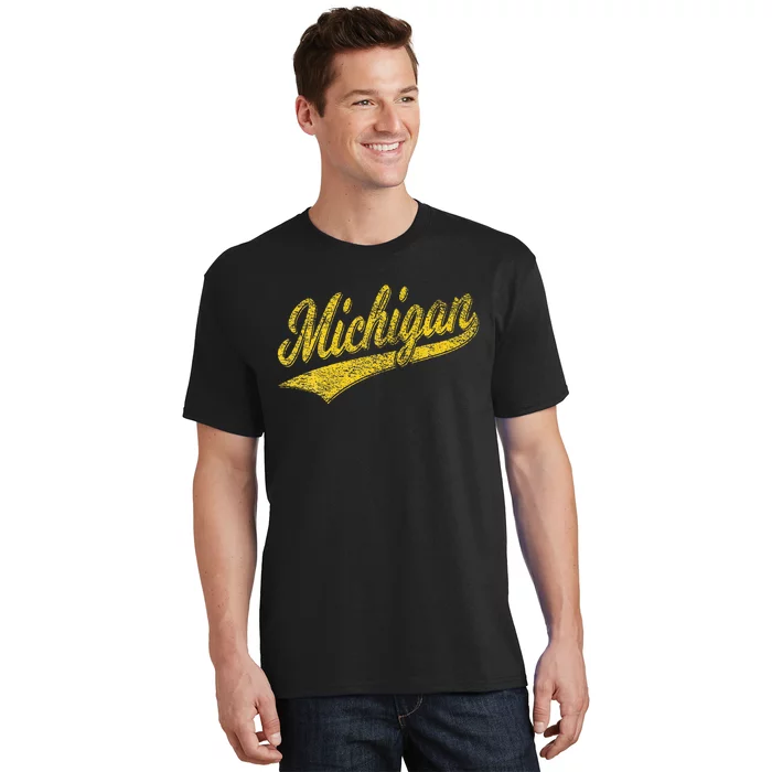 State Of Michigan Varsity Script Classic Sports Jersey Style T-Shirt