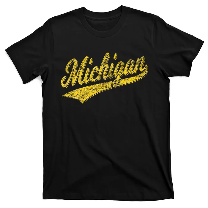 State Of Michigan Varsity Script Classic Sports Jersey Style T-Shirt