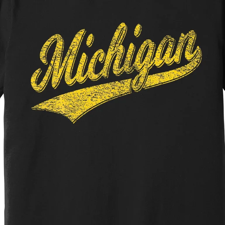 State Of Michigan Varsity Script Classic Sports Jersey Style Premium T-Shirt