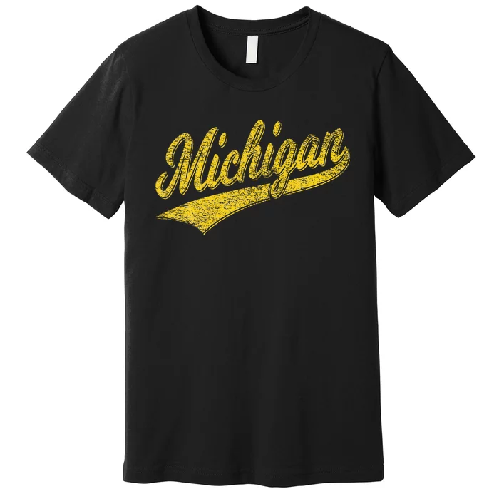 State Of Michigan Varsity Script Classic Sports Jersey Style Premium T-Shirt