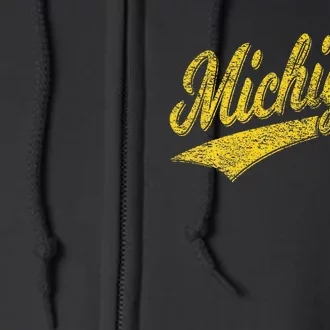 State Of Michigan Varsity Script Classic Sports Jersey Style Full Zip Hoodie