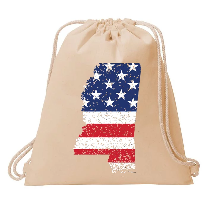 State Of Mississippi Patriotic Usa Flag For Women Adults Drawstring Bag