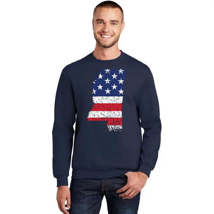 State Of Mississippi Patriotic Usa Flag For Women Adults Tall Sweatshirt