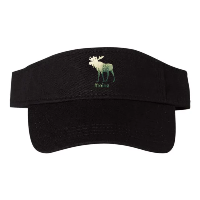 State Of Maine Moose Forest Tree Hunter Wildlife Valucap Bio-Washed Visor