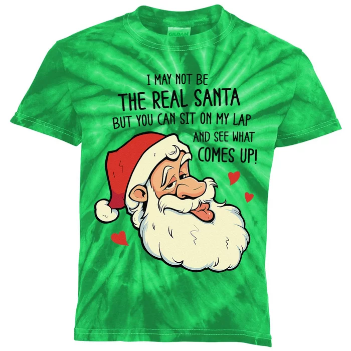 Sit On My Lap Funny Rude Xmas Naughty Christmas Kids Tie-Dye T-Shirt