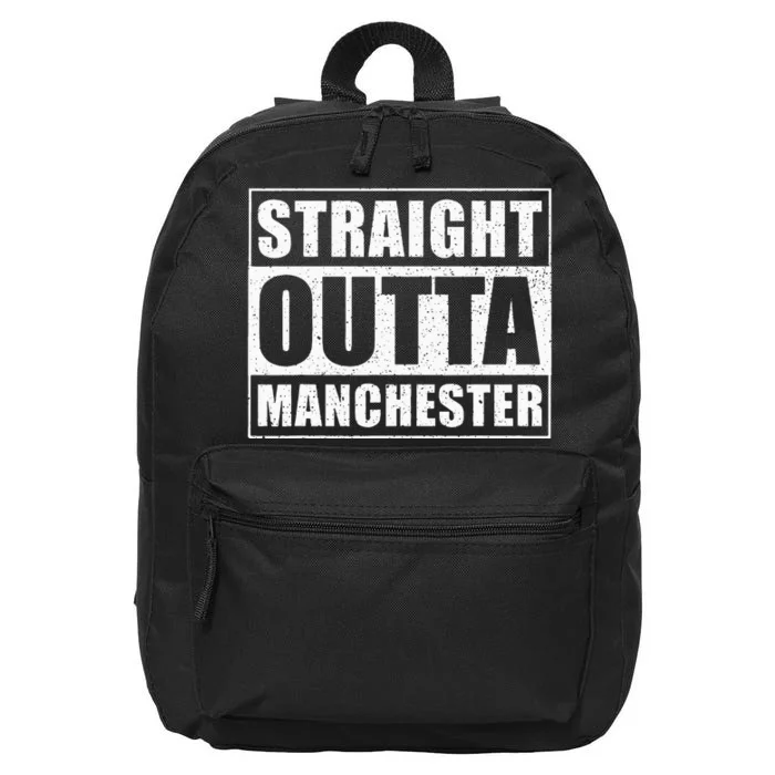 Straight Outta Manchester Uk England City Manchester 16 in Basic Backpack